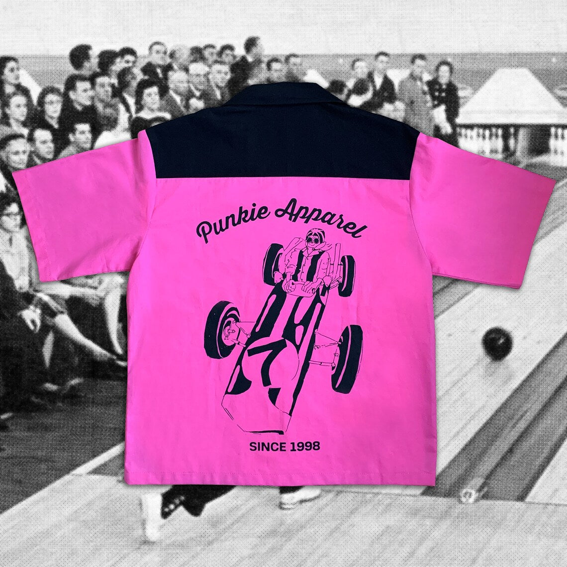 Punkie Apparel Bowling Shirt | Hot Pink & Black