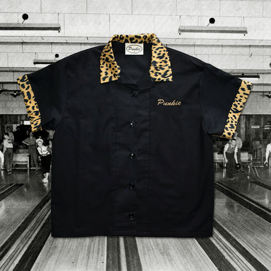 Punkie Rockabilly Bowling Shirt | Leopard & Black