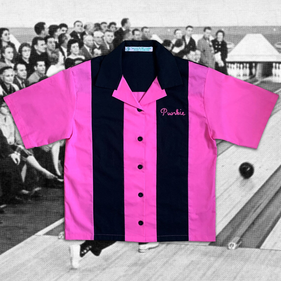 PUNKiE APPAREL Bowling Shirt | Hot Pink & Black